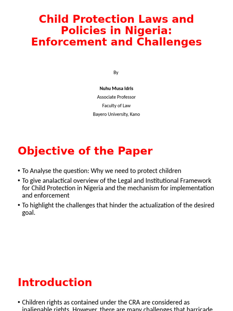 Child Protection Laws in Nigeria: Challenges | PDF | Child Abuse ...