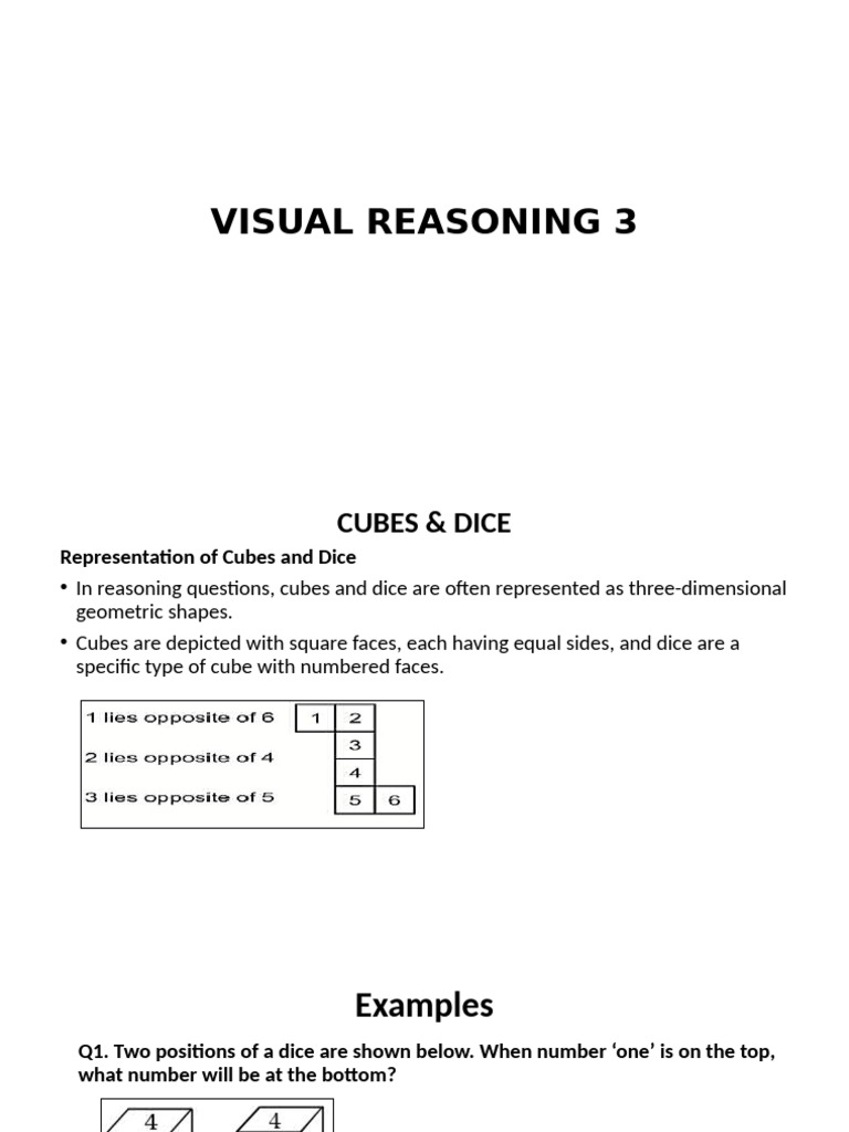 Visual Reasoning: Cubes and Dice | PDF