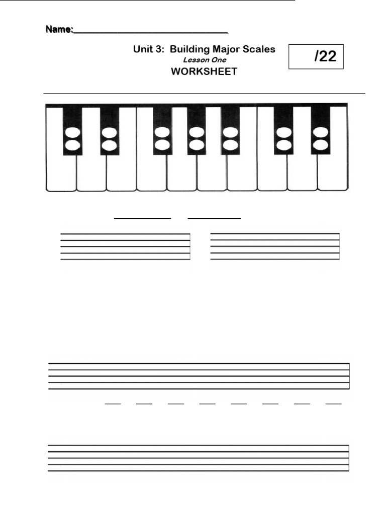 Major Scales Worksheet for Music Theory | PDF