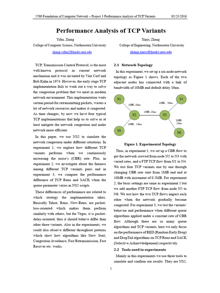 TCP Variants Performance Analysis | PDF | Transmission Control Protocol ...
