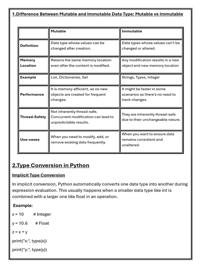 Mutable vs Immutable Data Types in Python | PDF | Boolean Data Type ...