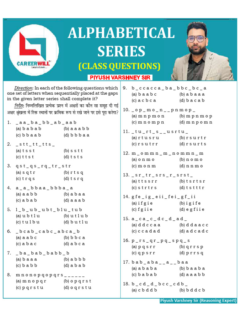 Alphabetical Series Reasoning Practice | PDF | Chess Theory | Chess ...
