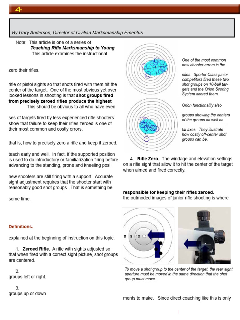 Sight Adjustment and Zeroing: Teaching Rifle Marksmanship To Young ...