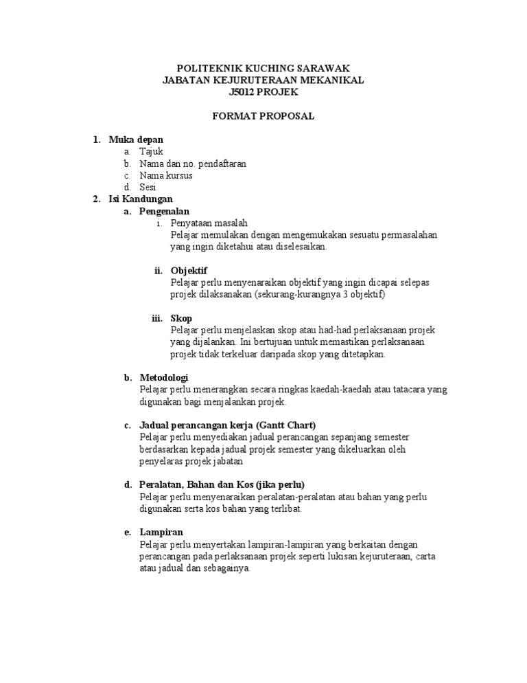 Format Proposal Projek