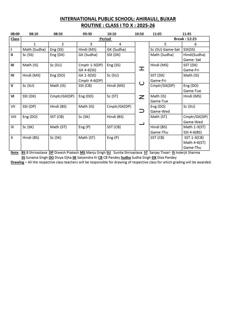 International Public School Routine 2025-26 | PDF