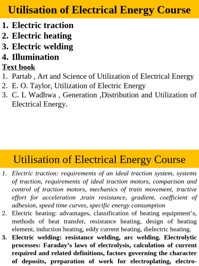 Electrical Energy Utilization Course Overview | PDF | Welding ...