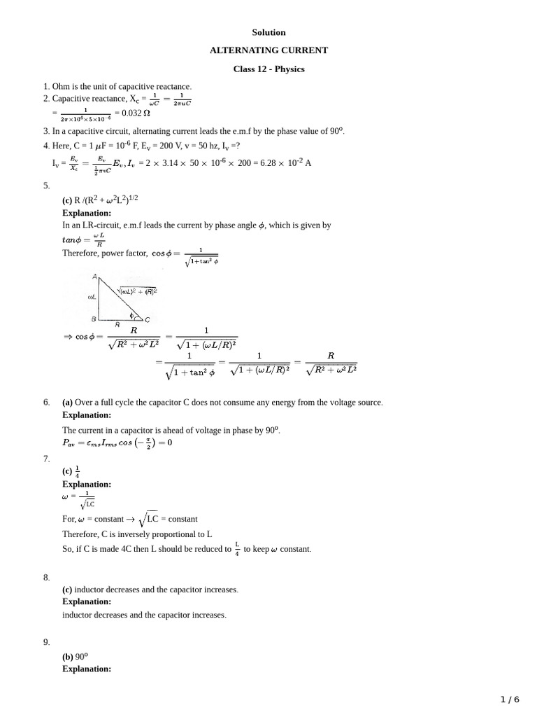 Alternating Current Concepts in Physics | PDF | Inductor ...