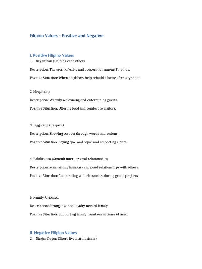 Filipino Values Report | PDF