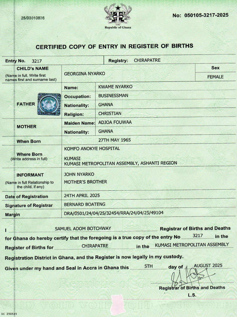 Birth Certificate 1 | PDF