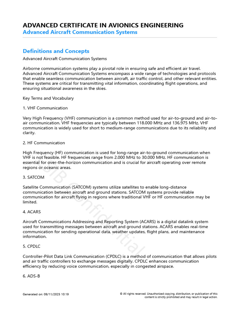 Advanced Aircraft Communication Systems | PDF | Avionics | Transponder ...