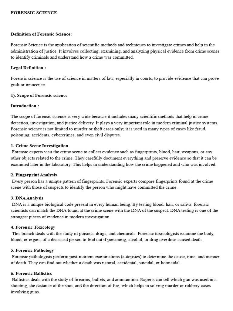 Overview of Forensic Science Methods | PDF | Forensic Science | Punishments