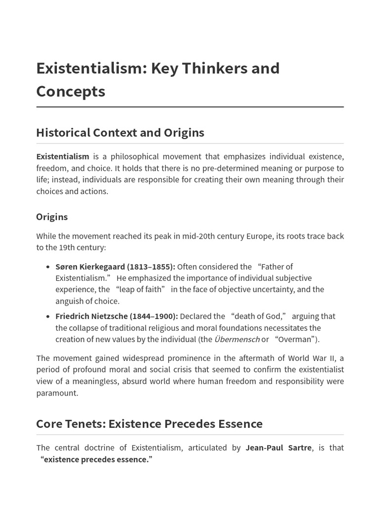 24 Existentialism Key Thinkers and Concepts | PDF | Existentialism ...