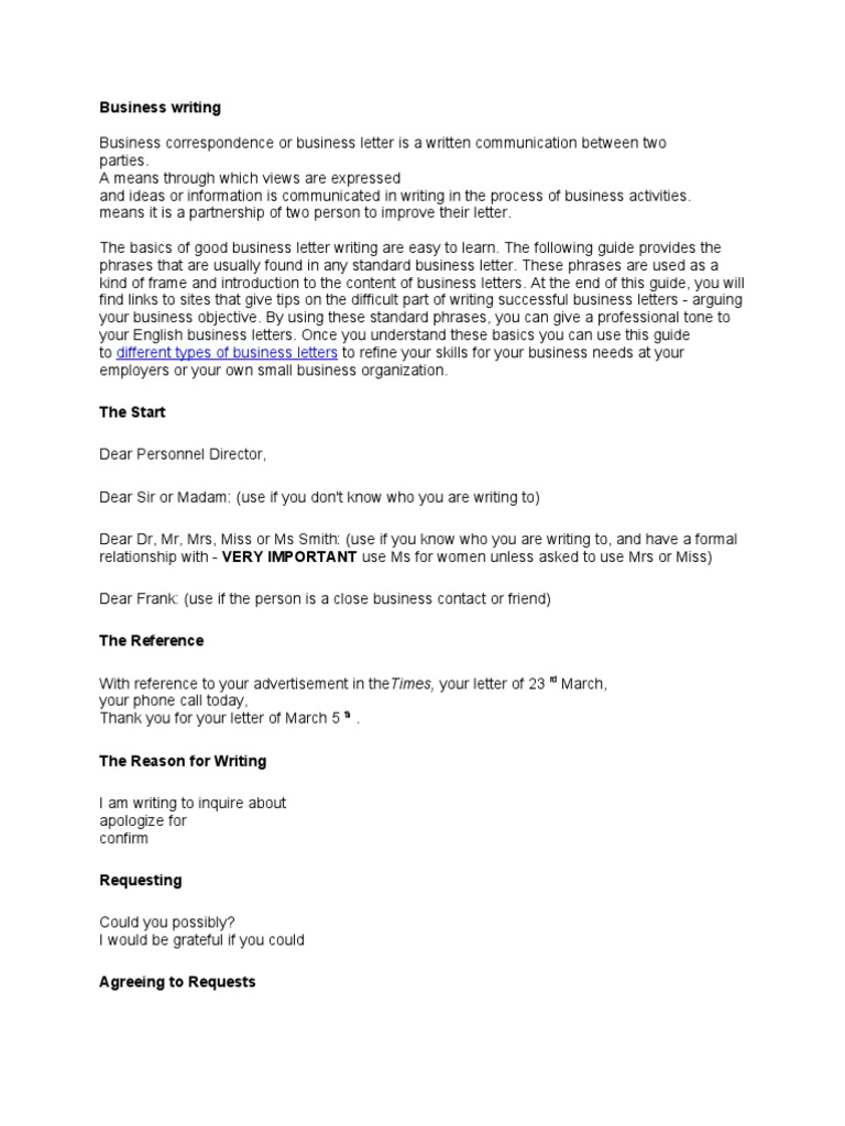 Business Writing PDF Writing Text