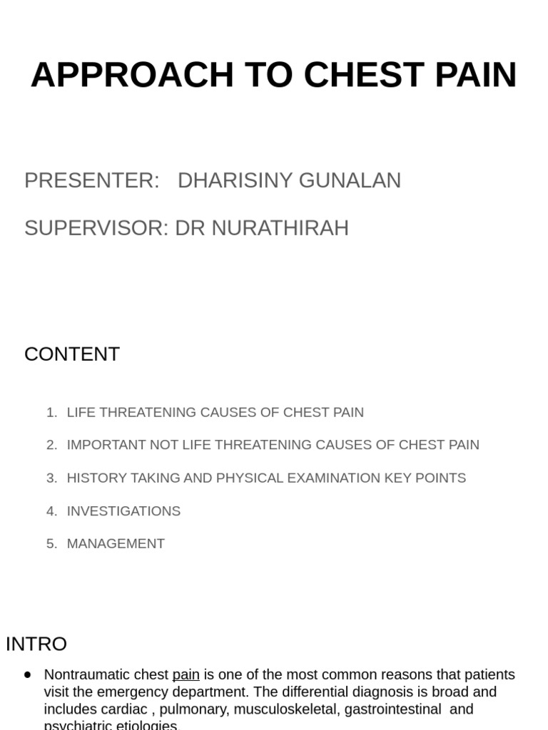 Approach To Chest Pain | PDF | Myocardial Infarction | Blood Pressure