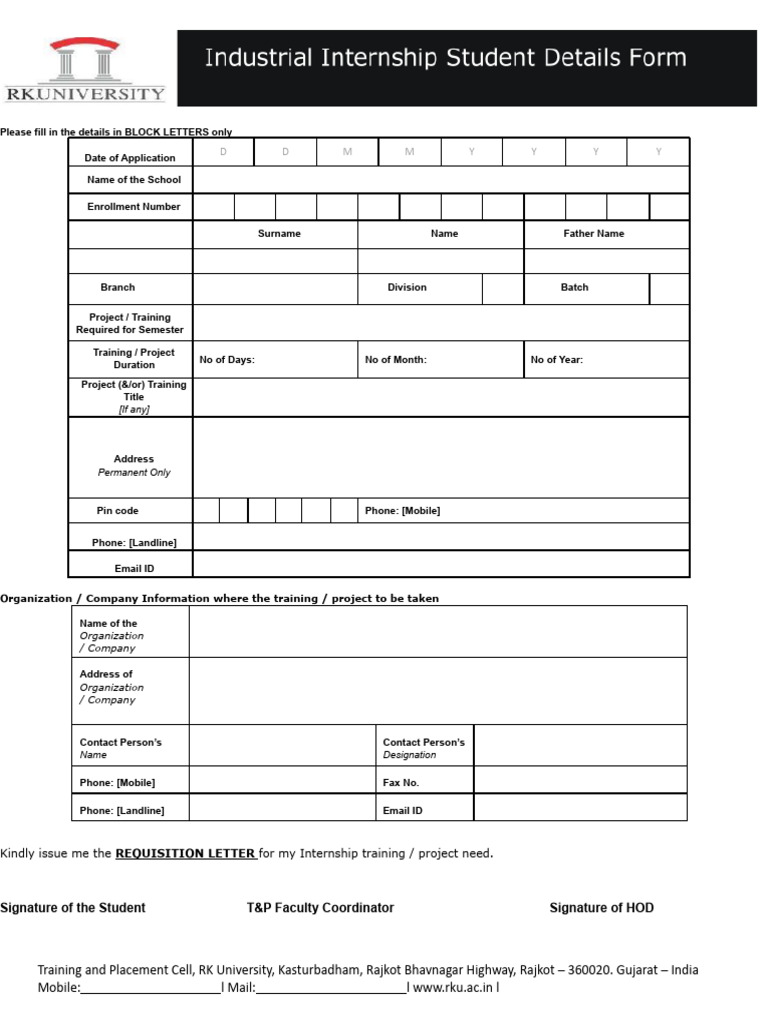 Internship Training Request Form | PDF