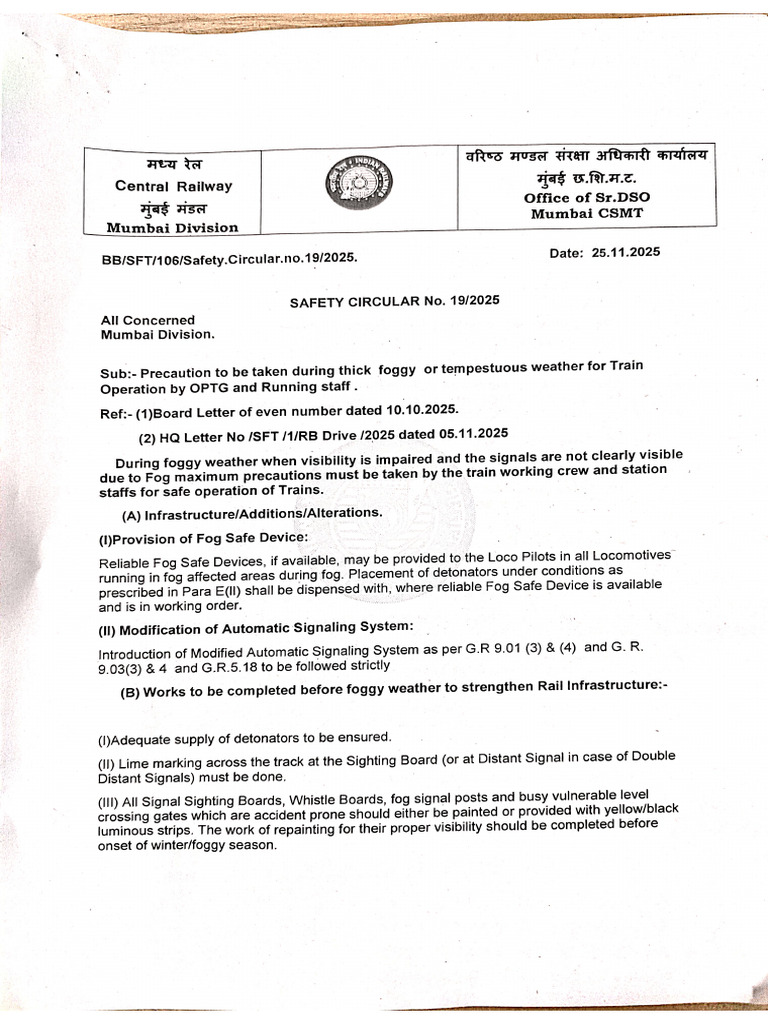 Safety Circular No 19 | PDF