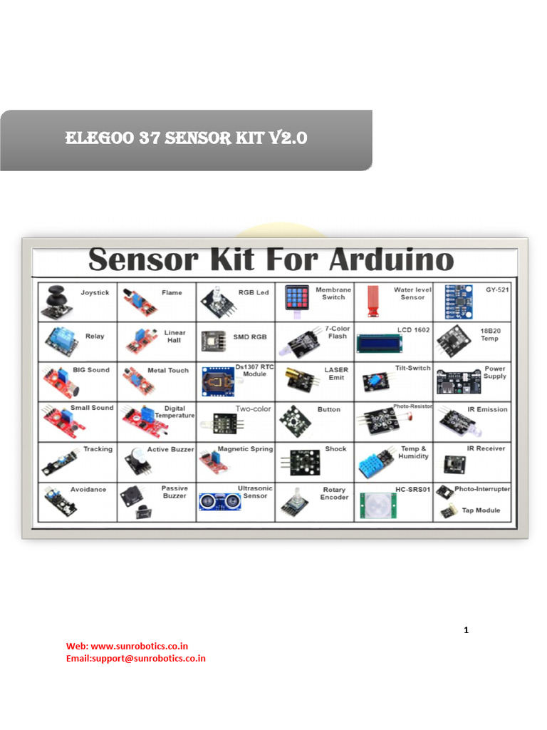 Arduino Uno R3 Sensor Kit Guide | PDF | Arduino | Integrated ...