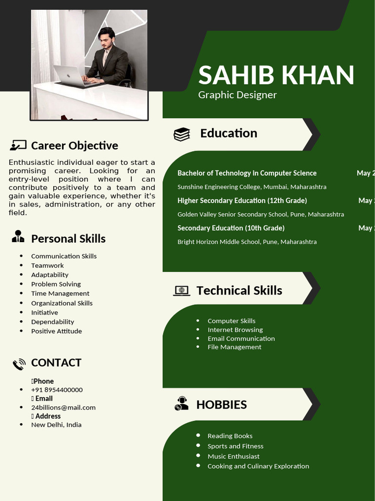 A Resume Format For Fresher Latest Fresher CV Format | PDF