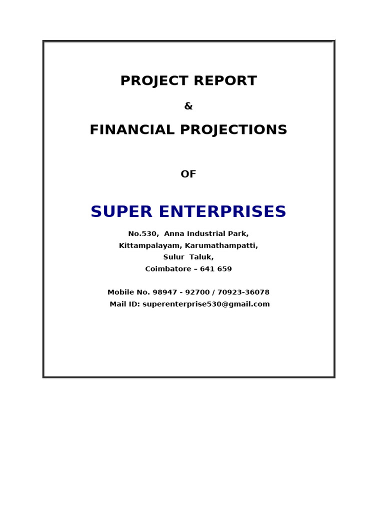 Super Enterprises Project Report & Financials | PDF