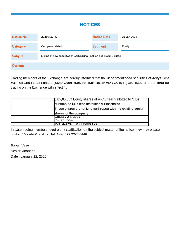 Notices: Notice No. Notice Date | PDF