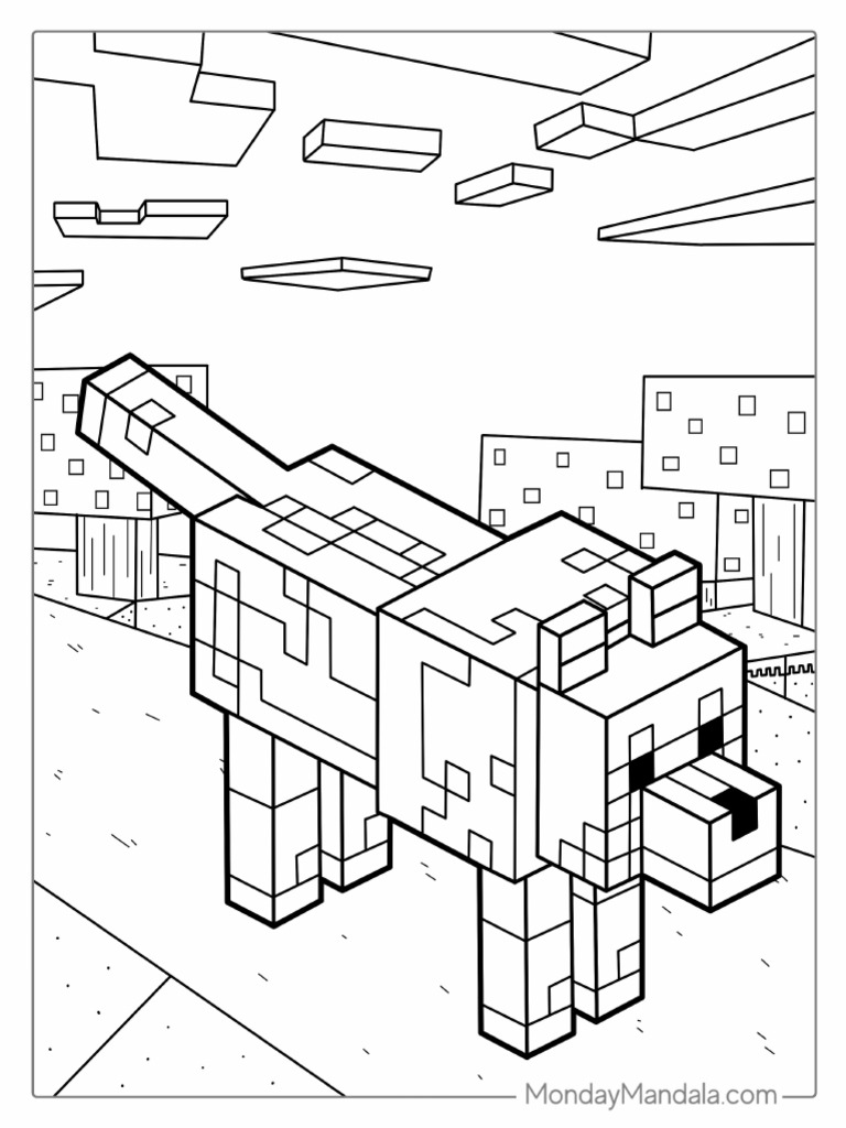Minecraft Wolf Coloring Page | PDF