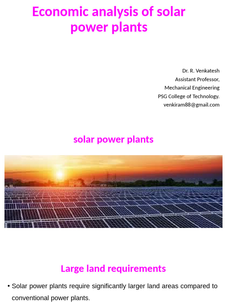 Economic Analysis of Solar Power Plants | PDF | Solar Power | Power Station