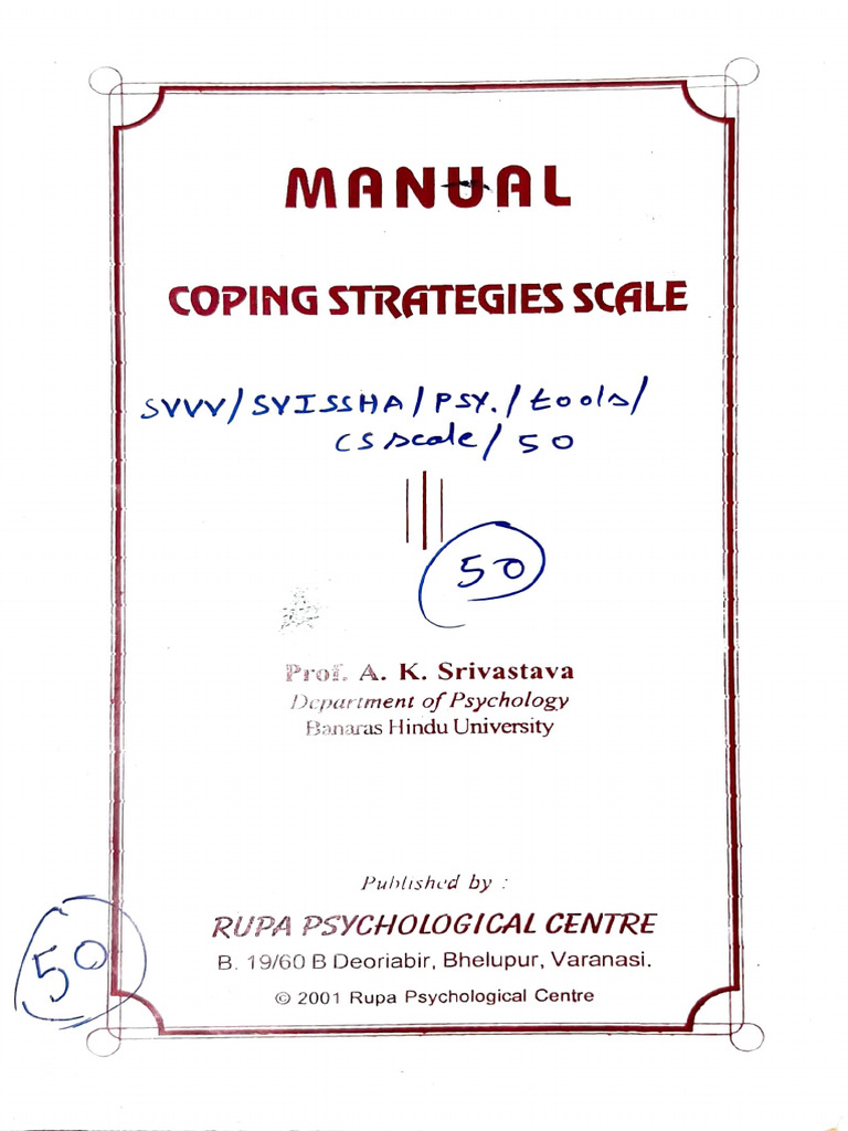 Coping Strategies Scale - Manual | PDF | Stress (Biology) | Subjective ...