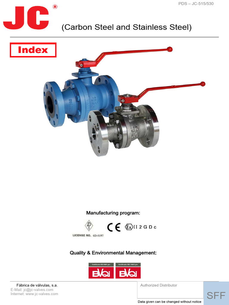 JC-515/530 Ball Valves Specifications | PDF | Valve