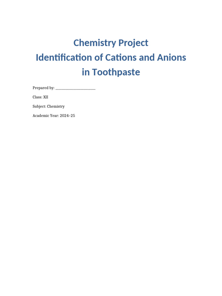 Toothpaste Ions Project Updated | PDF | Salt (Chemistry ...