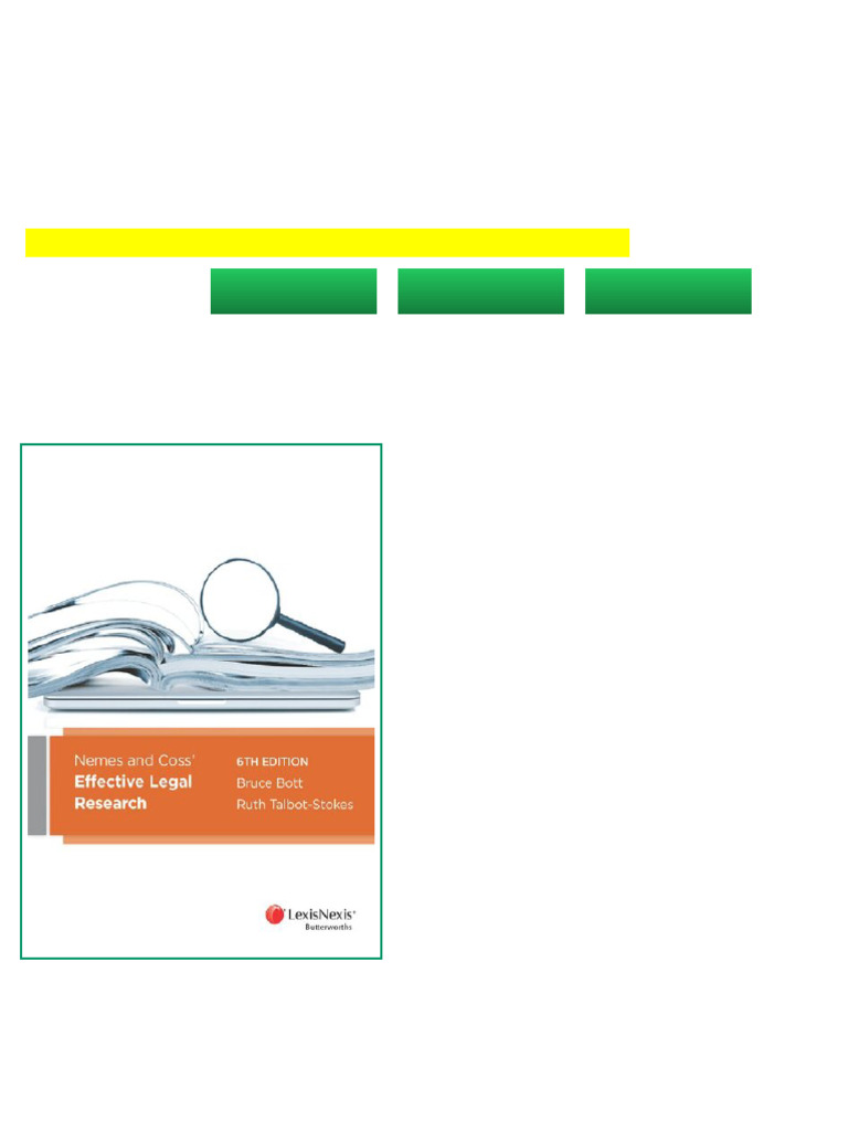 Nemes and Coss Effective Legal Research 6th edition. Edition Bruce Bott ...