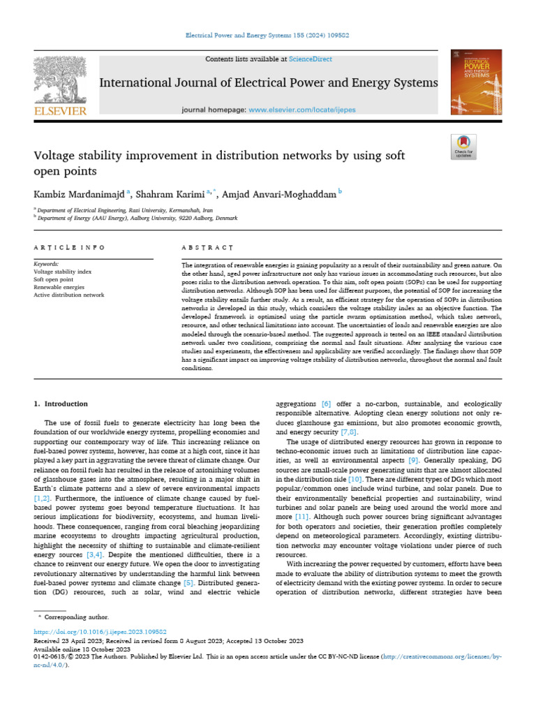 1 s2.0 S0142061523006397 Main | PDF | Electric Power Distribution ...