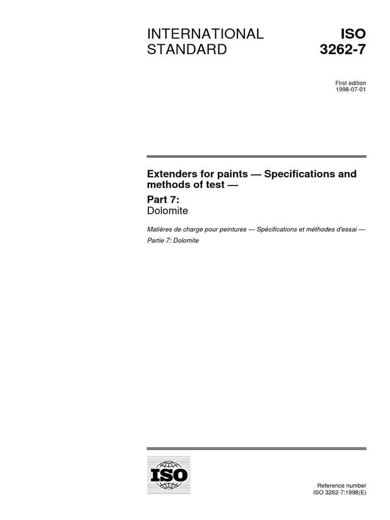 ISO 3262-7:1998 Dolomite Specifications | PDF | International ...
