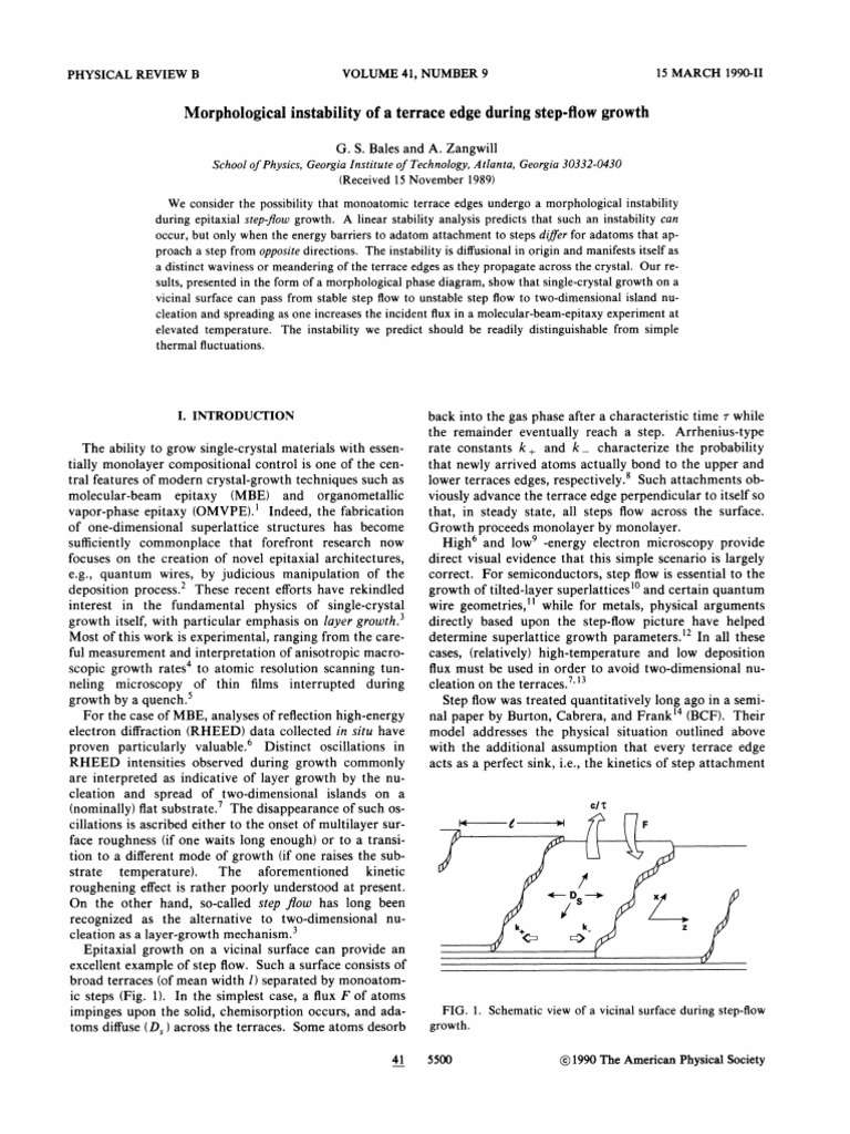 Morphological Instability in Step-Flow Growth | PDF | Diffusion | Epitaxy