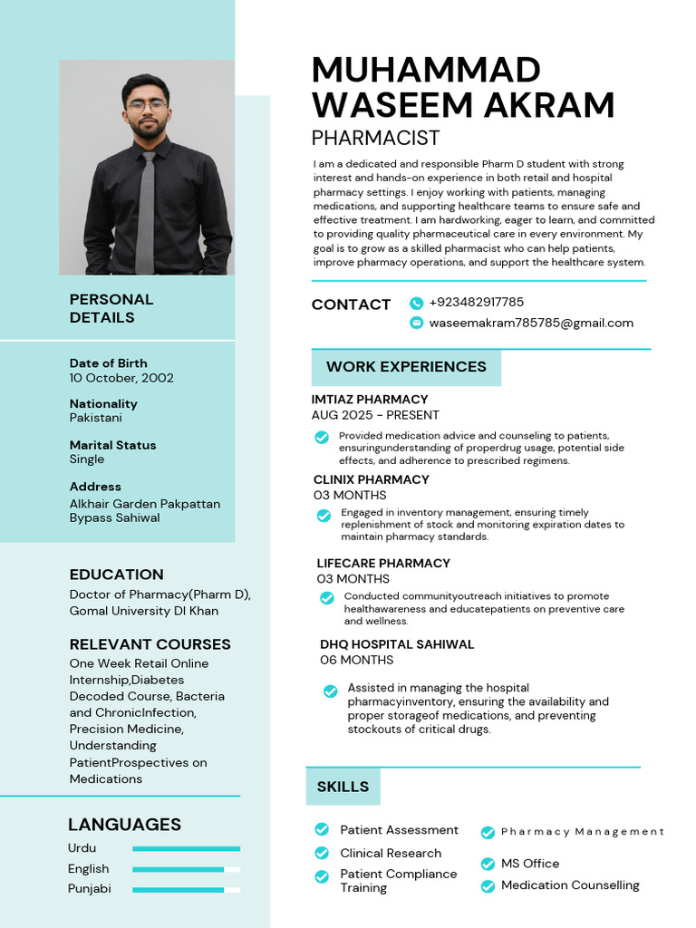 M Waseem Akram | PDF | Pharmacy | Public Services