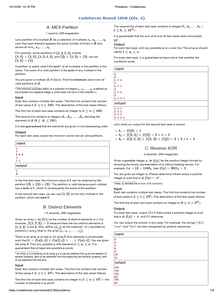Codeforces Round 1058 (Div. 2) Problems Overview | PDF | Discrete ...