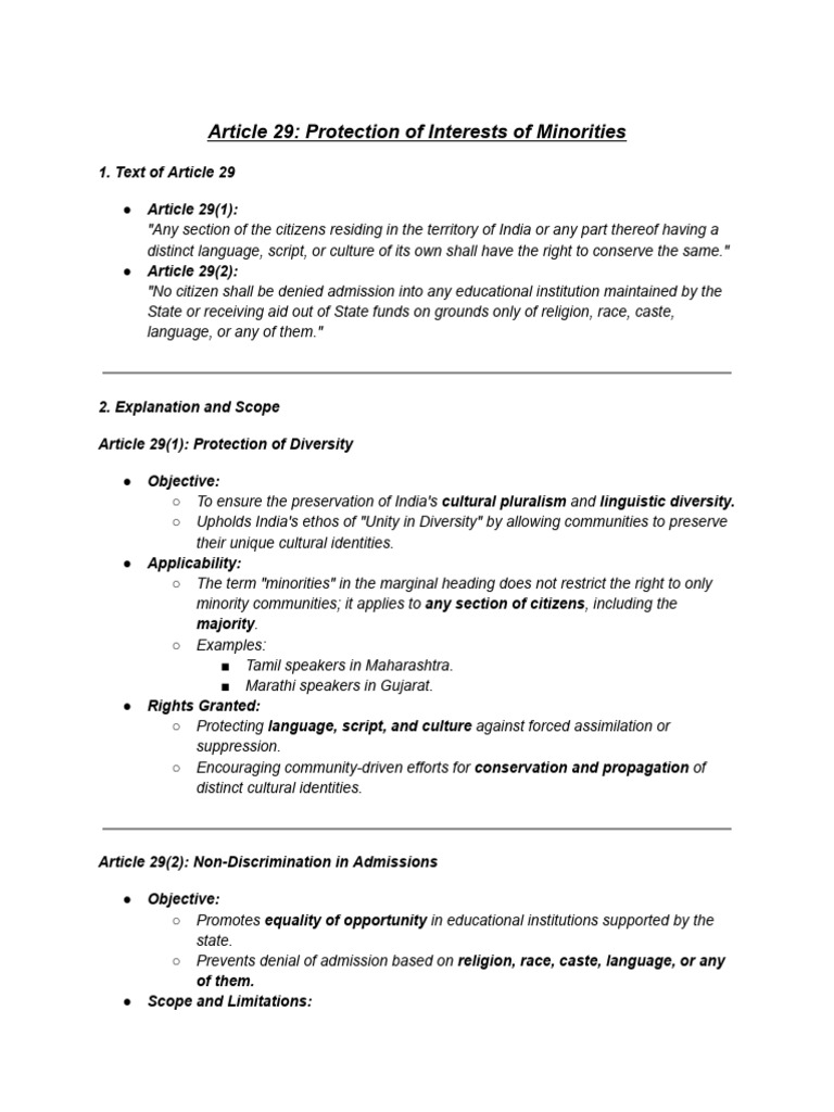 Article 29 & 30: Minority Rights in India | PDF | Minority Group | Autonomy