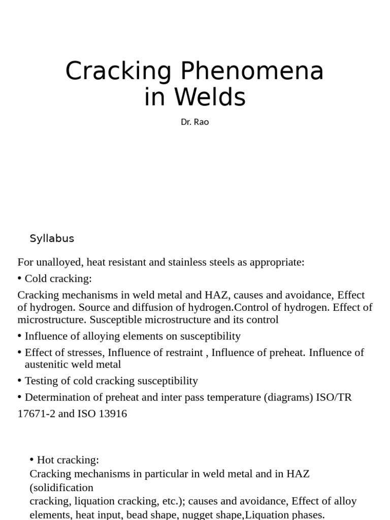 2.6 Cracking Phenomena in Welds DR - Rao | PDF | Welding | Construction