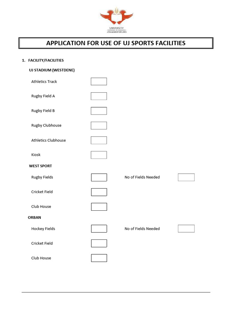 UJ Sports Facilities Usage Application | PDF | Ball Games | Team Sports
