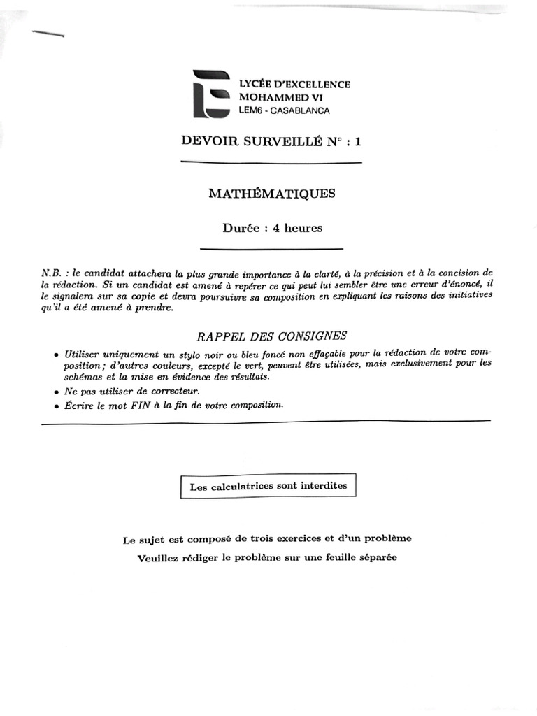 DS Mpsi Maths 2024-2025 | PDF