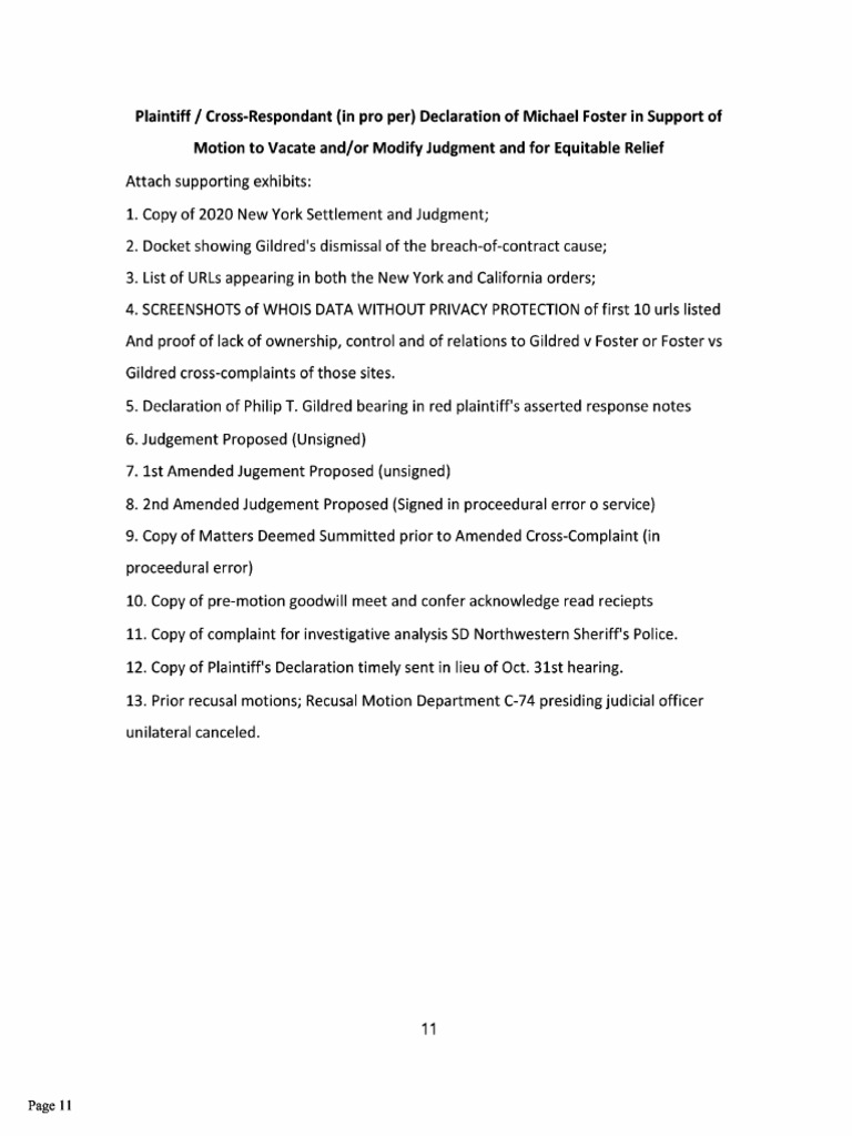 Bowman K Blaine, Tom Gildred Latest Declaration of Plainntif of Motion ...
