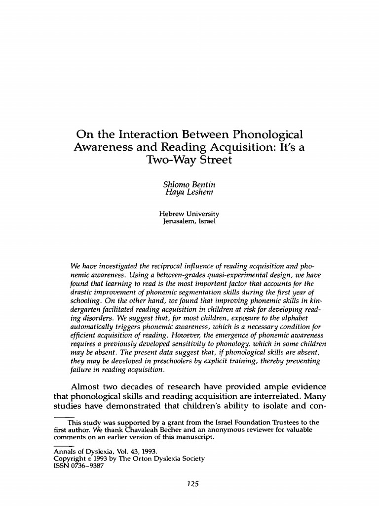 Phonological Awareness and Reading Skills | PDF | Dyslexia | Syllable