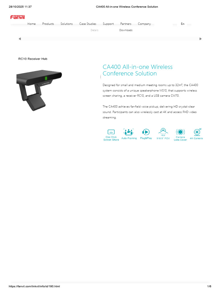 CA400 All-In-One Wireless Conference Solution | PDF | Consumer ...