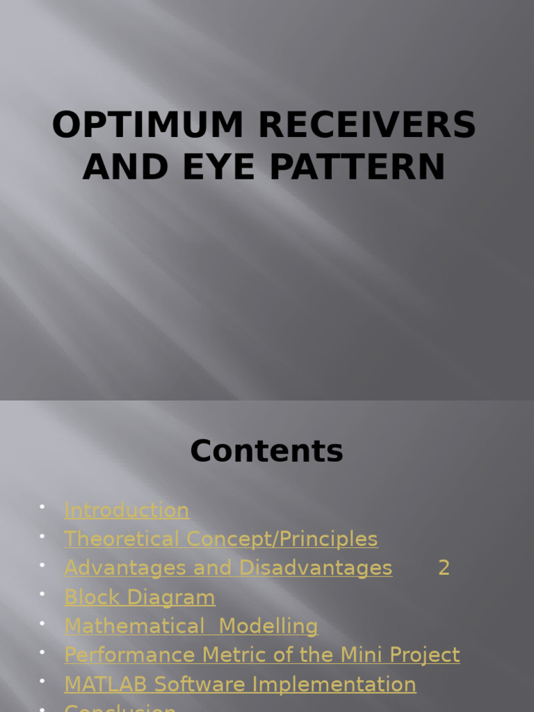 Optimum Receivers and Eye Patterns Guide | PDF | Mathematical ...