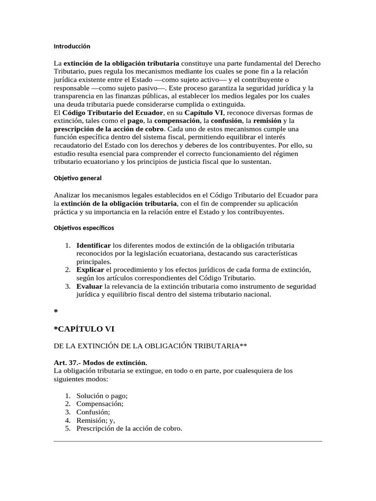 Extinción de Obligaciones Tributarias en Ecuador | PDF | Pagos ...
