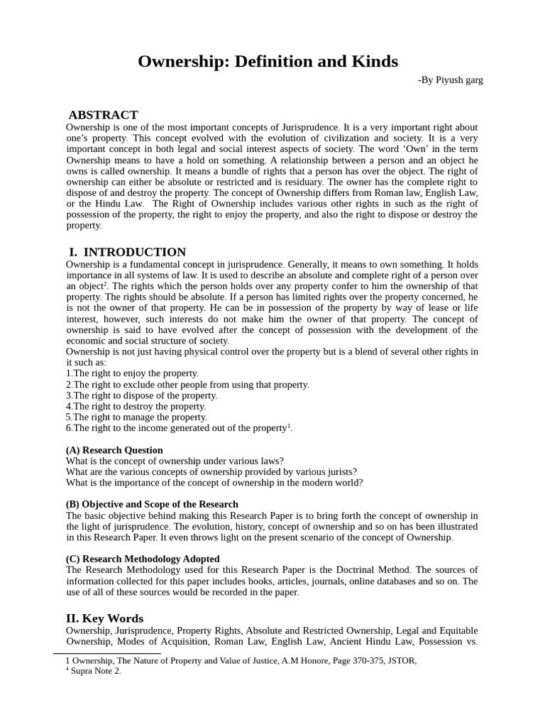 Understanding Ownership in Jurisprudence | PDF | Concurrent Estate ...