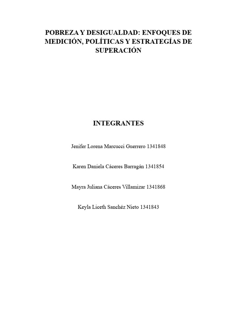 Medición y Estrategias contra Pobreza | PDF | Desigualdad social ...