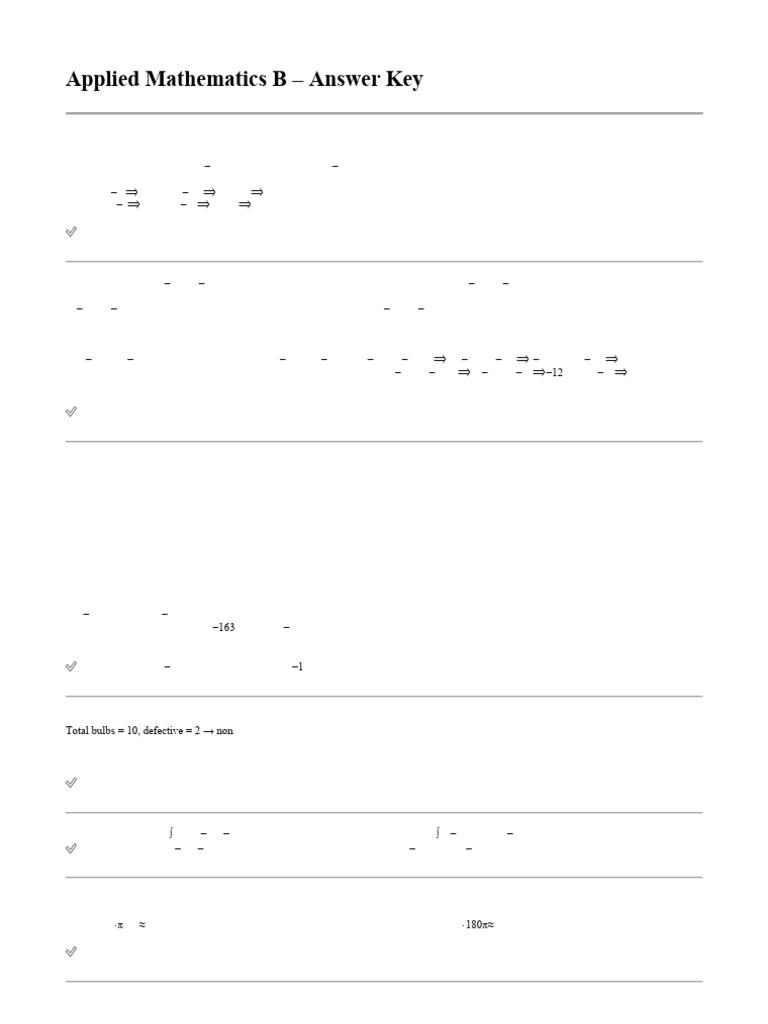 Applied Mathematics B Answer Key | PDF | Mathematics | Mathematical ...