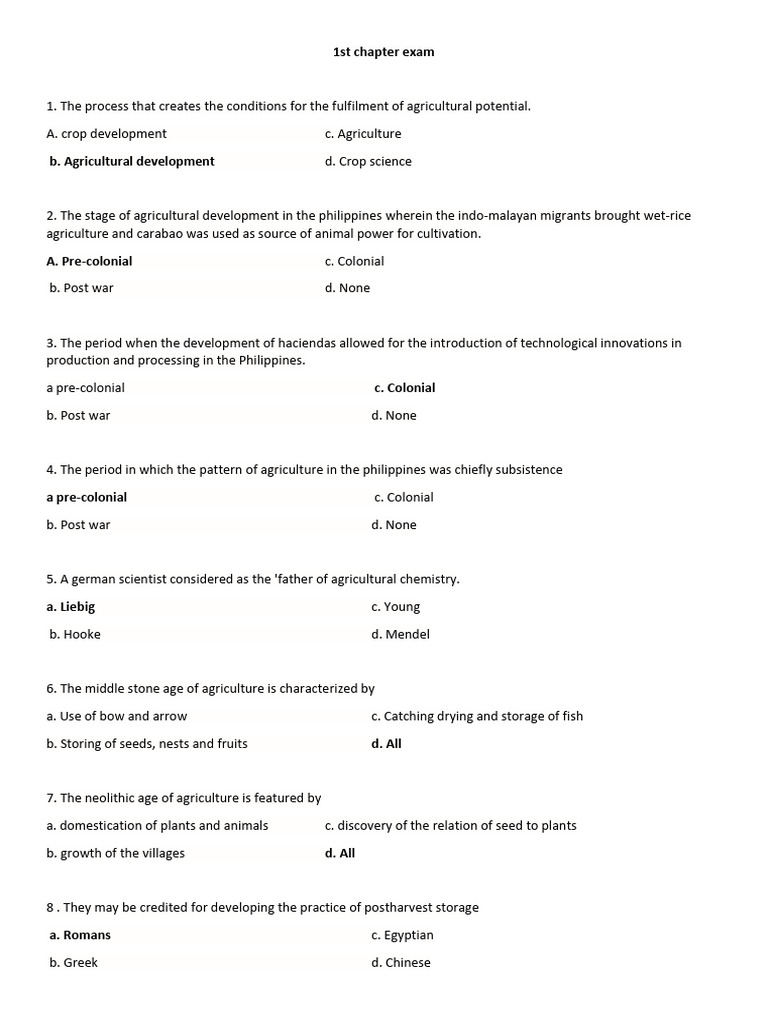 1st & 2nd Chapter Exam in Crop Sci | PDF | Crops | Plants