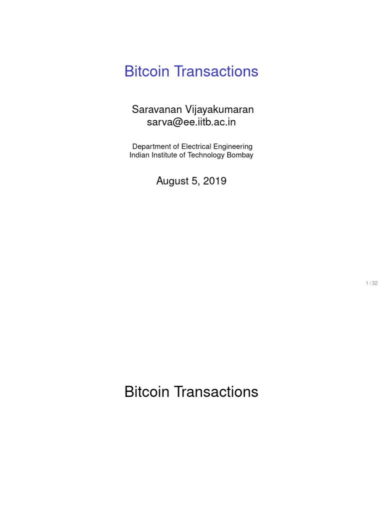 Bitcoin Transactions | PDF | Bitcoin | Computing