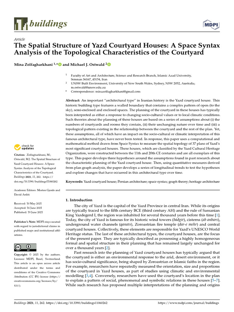 Yazd Courtyard Houses: Space Syntax Analysis | PDF | Space | Knowledge
